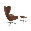 Koňakově hnědé kožené lounge křeslo FLEXLUX STILO II