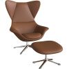 Koňakově hnědé kožené lounge křeslo FLEXLUX STILO II