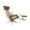 Béžové sametové lounge křeslo FLEXLUX CLEMENT MEDIUM