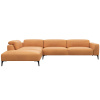 Koňakově hnědá kožená rohová pohovka FLEXLUX VOLUZZI 325 cm, levá