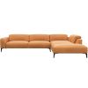 Koňakově hnědá kožená rohová pohovka FLEXLUX VOLUZZI 325 cm, pravá