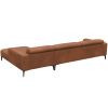Hnědá kožená rohová pohovka FLEXLUX VOLUZZI 329 cm, pravá