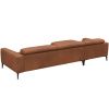 Hnědá kožená rohová pohovka FLEXLUX VOLUZZI 329 cm, levá