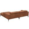 Hnědá kožená rohová pohovka FLEXLUX VOLUZZI 233 cm, pravá
