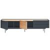 Antracitově šedý dubový TV stolek Teulat Otto 180 x 45 cm