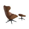Koňakově hnědé kožené lounge křeslo FLEXLUX MORE II.