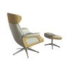 Světle šedé kožené lounge křeslo FLEXLUX CLEMENT MEDIUM