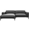 Černá kožená rohová pohovka FLEXLUX VOLUZZI 233 cm, levá
