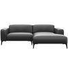 Černá kožená rohová pohovka FLEXLUX VOLUZZI 233 cm, pravá