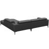 Černá kožená rohová pohovka FLEXLUX VOLUZZI 263 cm, pravá