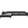 Černá kožená rohová pohovka FLEXLUX VOLUZZI 325 cm, levá