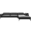 Černá kožená rohová pohovka FLEXLUX VOLUZZI 325 cm, pravá
