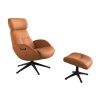 Koňakově hnědé kožené lounge křeslo FLEXLUX ELEGANT
