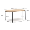 Dubový rozkládací jídelní stůl Kave Home Montuiri 90-170 x 90 cm s černou podnoží