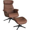Hnědé kožené lounge křeslo FLEXLUX CLEMENT MEDIUM
