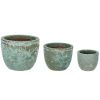 Set tří zelených terrazzo zahradních květináčů Bizzotto Duyen 18/24/31 cm