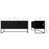 Černý dřevěný TV stolek Sinai 120 x 44 cm