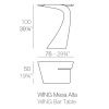 Černý plastový barový stůl WING 76 x 50 cm