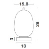 Opálově bílá skleněná stolní lampa Nova Luce Lato s černou podstavou 28 cm
