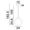 Modré skleněné závěsné světlo Nova Luce Midori 24 cm