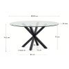 Skleněný jídelní stůl Kave Home Argo 150 cm s přírodní kovovou podnoží