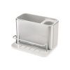 Stříbrno-bílý nerezový stojan na mycí prostředky Surface Sink Tidy