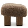 Hnědá bouclé podnožka Kave Home Nema 66,5 x 56,5 cm