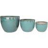 Set tří zelených keramických zahradních květináčů Burnley Ø 21/30/38 cm