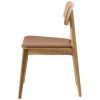 Dubová jídelní židle Unique Furniture Livo s hnědým koženkovým sedákem