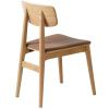 Dubová jídelní židle Unique Furniture Livo s hnědým koženkovým sedákem