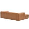 Hnědá kožená rohová pohovka Kave Home Blok 240 cm, levá