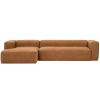 Hnědá kožená rohová pohovka Kave Home Blok 330 cm, levá