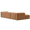 Hnědá kožená rohová pohovka Kave Home Blok 330 cm, levá