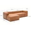 Hnědá kožená rohová pohovka Kave Home Blok 330 cm, levá