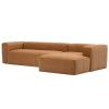 Hnědá kožená rohová pohovka Kave Home Blok 330 cm, pravá