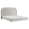Světle béžová sametová postel boxspring HAVANA 140 x 200 cm