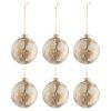 Set šesti bílých skleněných vánočních ozdob J-line Morble 8,5 cm