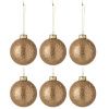 Set šesti hnědých skleněných vánočních ozdob J-line Eddy 8 cm