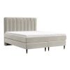 Béžová sametová postel boxspring KOBBE 180 x 200 cm
