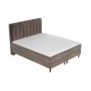 Hnědá sametová postel boxspring KOBBE 200 x 200 cm