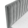 Šedá sametová postel boxspring KOBBE 160 x 200 cm