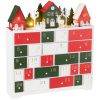 Červeno-zelený dřevěný adventní kalendář s LED světlem J-line Glow