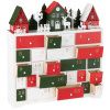 Červeno-zelený dřevěný adventní kalendář s LED světlem J-line Glow