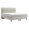 Světle béžová sametová postel boxspring OFFO 160 x 200 cm