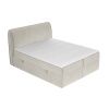Světle béžová sametová postel boxspring ORGANIC 160 x 200 cm