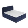 Modrá sametová postel boxspring ORGANIC 180 x 200 cm