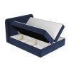 Modrá sametová postel boxspring ORGANIC 180 x 200 cm