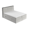 Světle béžová sametová postel boxspring PILLAR 180 x 200 cm