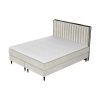 Světle béžová sametová postel boxspring RHODES 180 x 200 cm