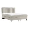 Světle béžová sametová postel boxspring RHODES 180 x 200 cm